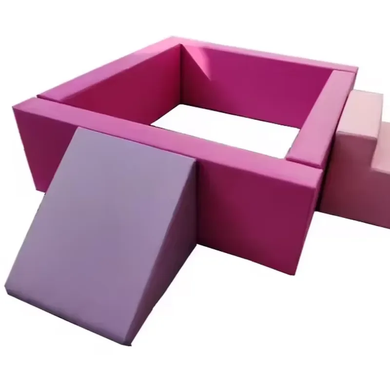 Indoor Square Round Ball Pool Fenced Play Area with Soft Pastel Pads and Slide for Kids