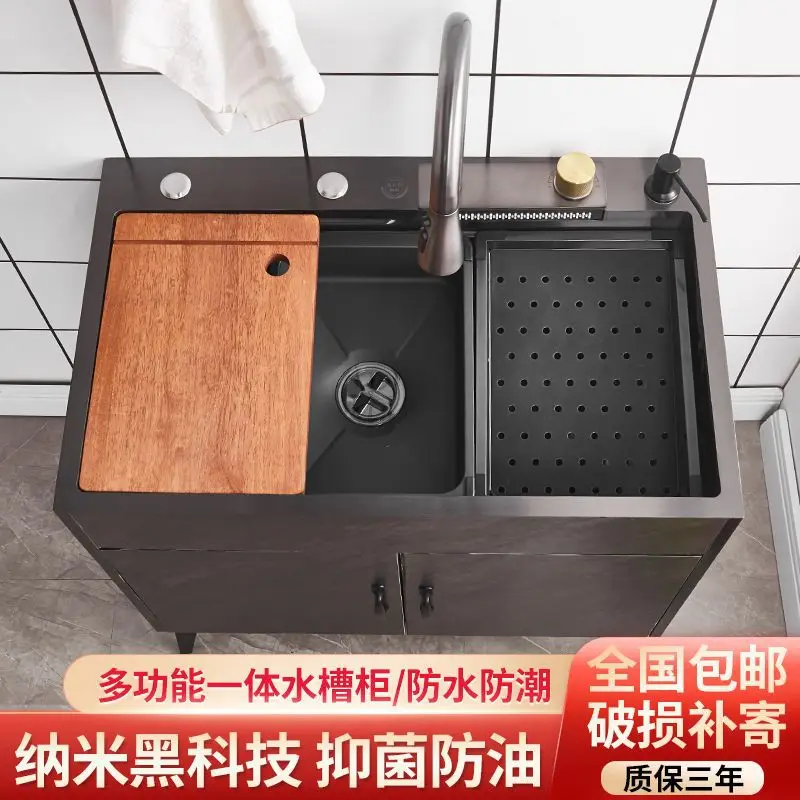 simple sink double sink stainless steel basin household kitchen dishwashing basin integrated cabinet commercial stainless steel