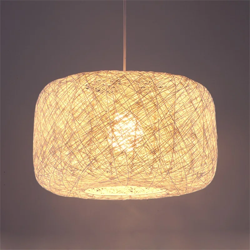 

ZK50 Modern Creative Restaurant Bedroom Study Ceiling Chandelier Cafe Nordic Rattan Personalized Hemp Ball Lamp E27