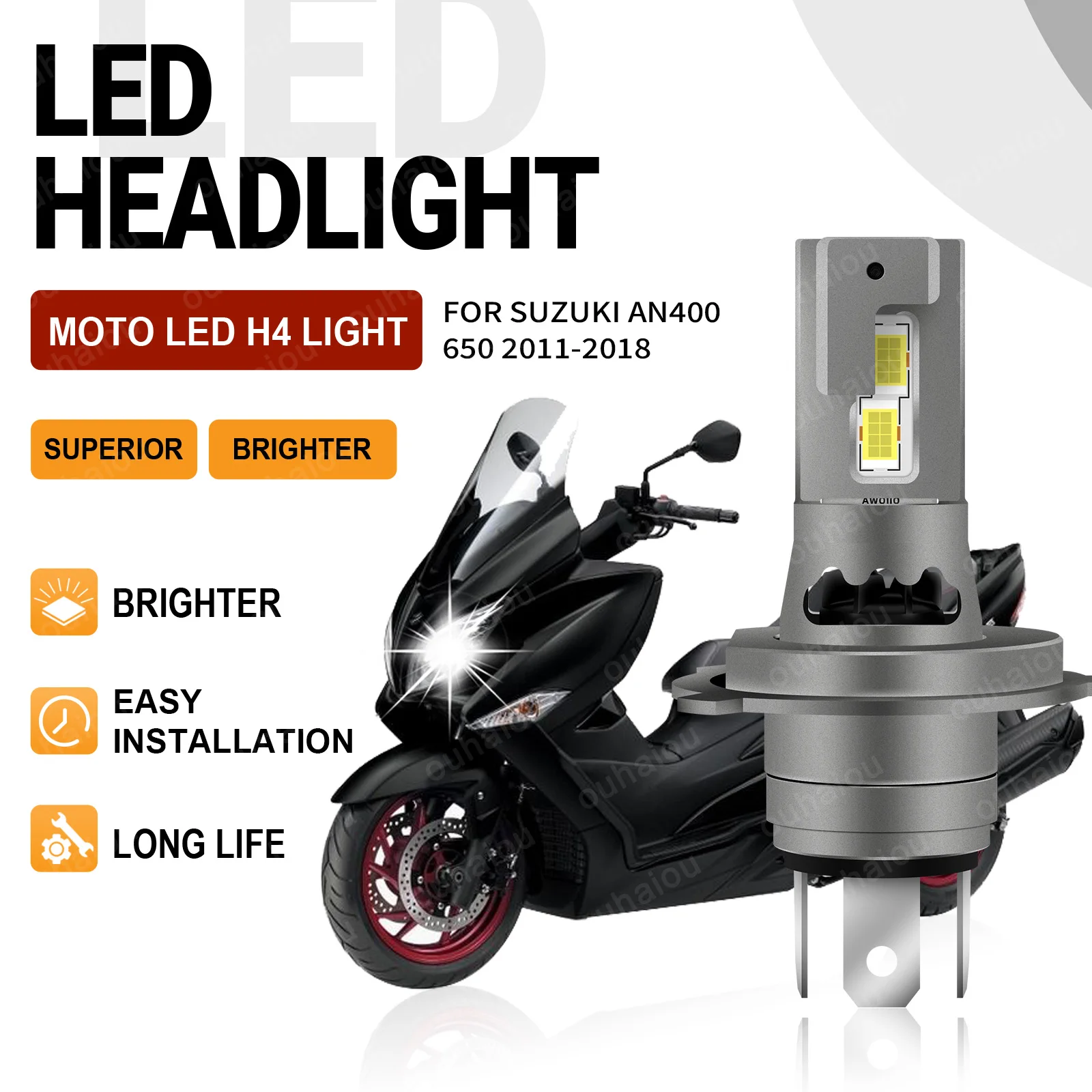 

1PC Motorcycle LED Headlight H4 Motor Lamp 15000LM CSP 3570 For Suzuki AN400 650 2011 2012 2013 2014 2015 2016 2017 2018