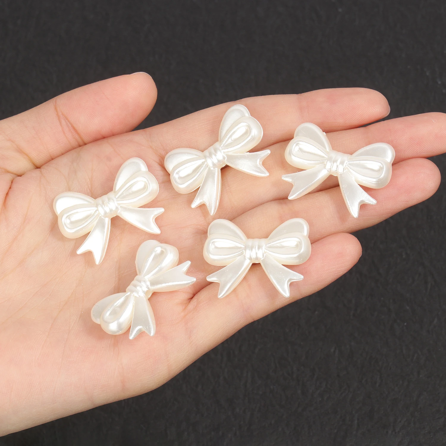 50/100pcs 14x18x4mm Acrylic Bowknot Bow Tie  ABS Pearl Spacer Loose Beads Charms For DIY Jewelry Making Finding Accessories