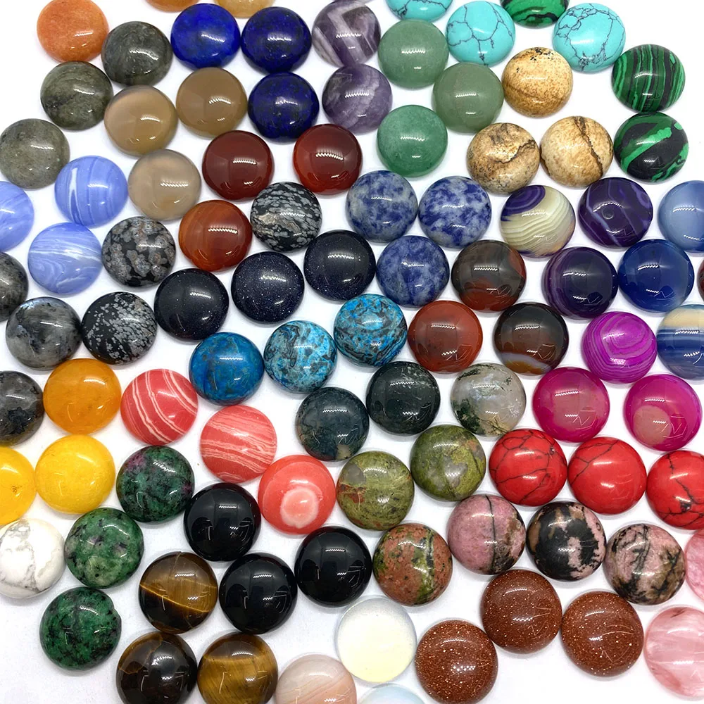 Multi-style Cabochon Natural Stone Amethyst Agate Turquoise Quartz Polished Loose Bead 2pcs For DIY Fine Ring Surface Accessory