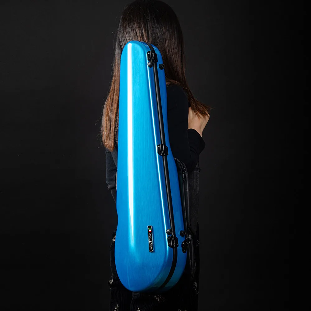 

CHRISTINA Violin Case Carbon Fiber NEW Style Blue 4/4 Size Waterproof Ultralight with Sheet Music Bag Code Lock (BV03BU)