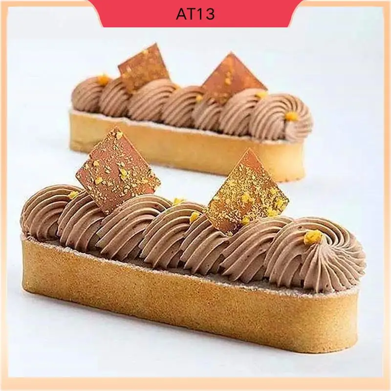 AT13 60Pcs Oval Tartlet Molds French Dessert Mousse Fruit Pie Tart Ring Quiche Cake Mold, Stainless Steel Tart Mousse Ring