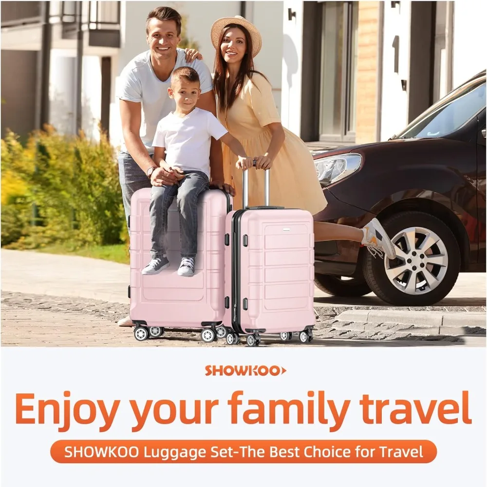 SHOWKOO Luggage Sets Expandable PC+ABS Durable Suitcase Sets Double Wheels TSA Lock 3pcs,20in24in28in