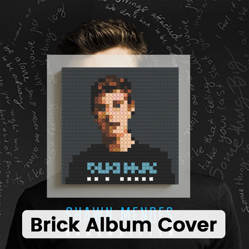 

S-Shawn Mendes Pop Vocal Music Album Cover Building Blocks Mosaic Pixel Art Brick Painting Home Bedroom Wall Decor