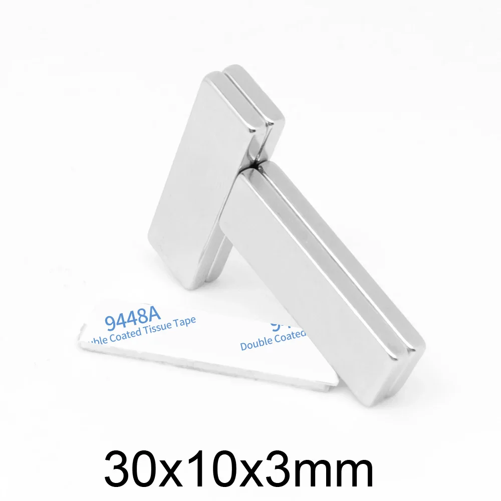 30x10x3mm Block Strong Powerful Magnet Two Side With 3M Tape 30*10*3 Sheet Permanent Neodymium Magnet 30x10x3