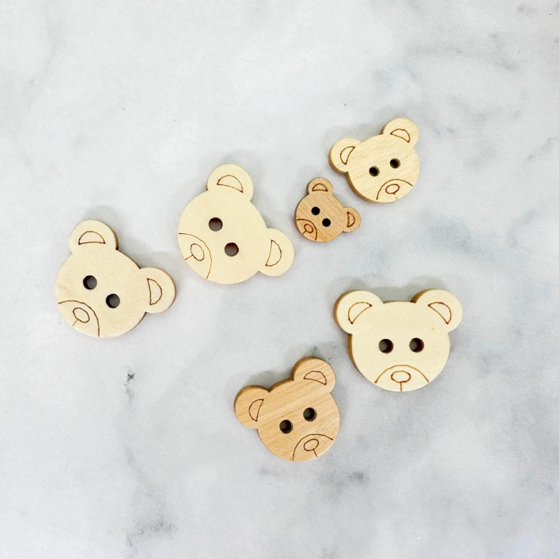 50pcs Fancy Bear 2 Holes Wood Sewing Buttons Wooden Button Clothes Decorative Children's Garment Sewing Scrapbooking DIY - view 3
