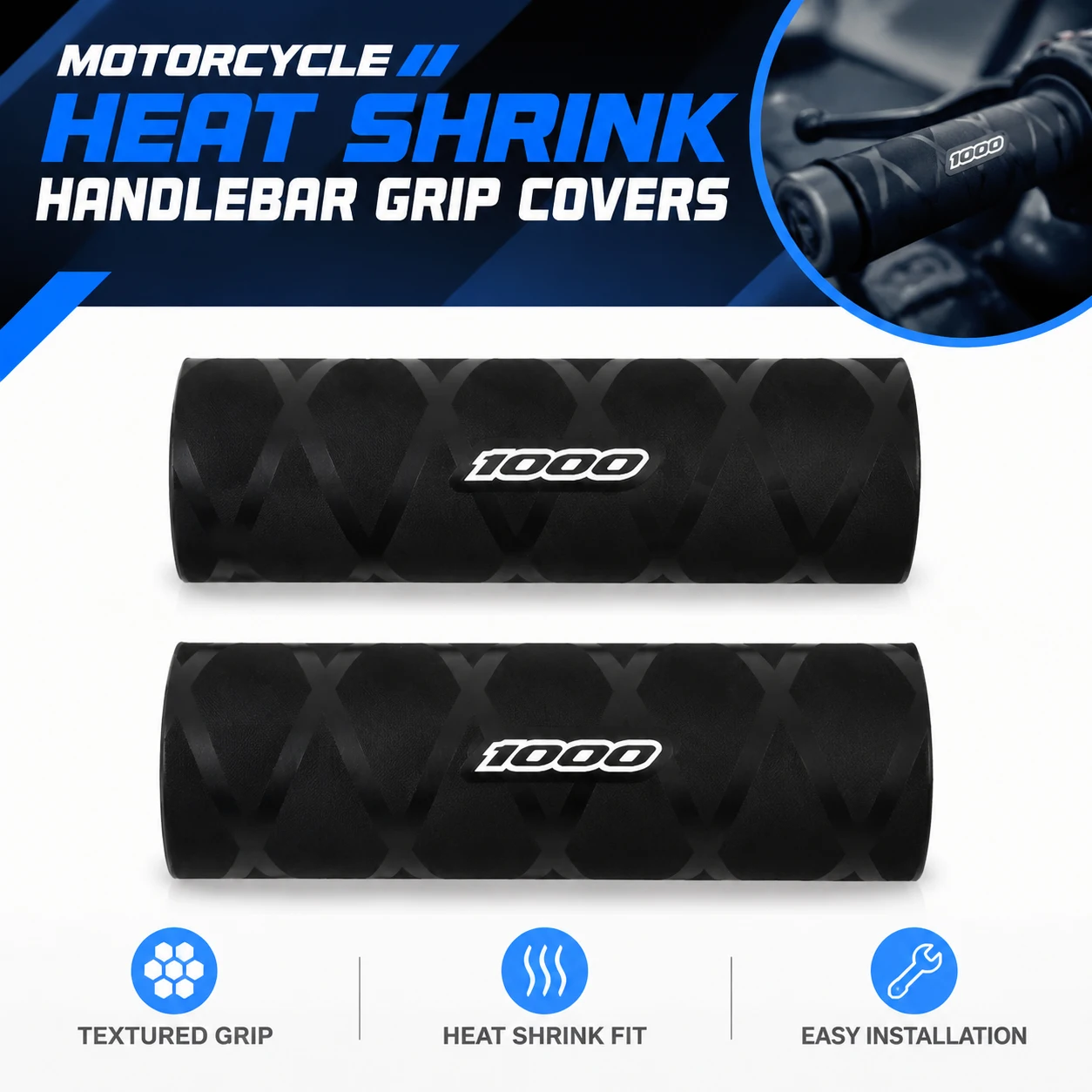 Motorcycle Heat Shrink Handlebar Grip Covers Anti-Slip Rubber Grip Protector Shock Absorption For BMW S1000XR 2015-2026