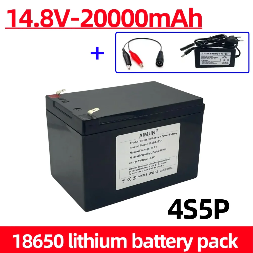 

20Ah High-Power Inverter Lithium-Ion Battery 4S5P 14.8V 20000mAh Suitable for 16.8V Equipment Tourist Car Solar Cell