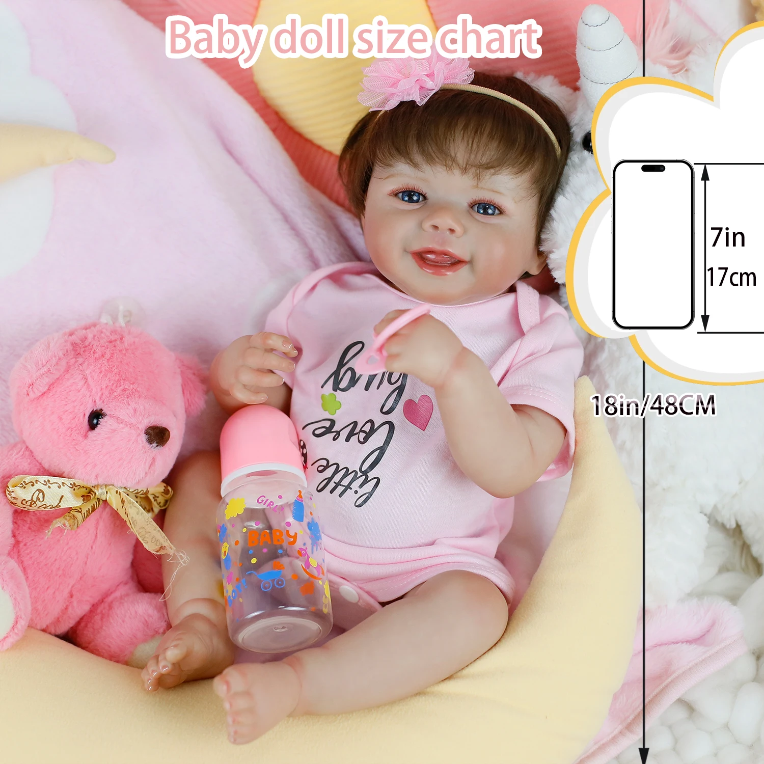

18Inch Realistic Newborn Reborn Doll with Clothes Handmade Soft Vinyl Girl Baby Toy Bebe Toddler Dolls Christmas Kids Gifts