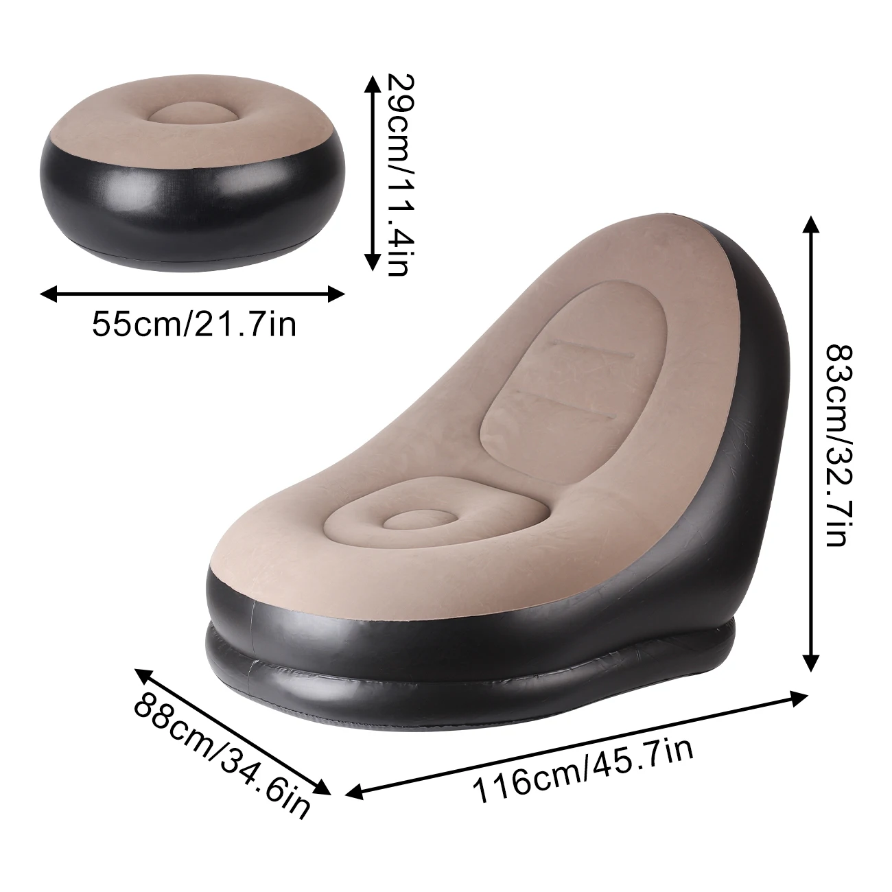 Portable Inflatable Sofa Chair with Matching Footrest, Soft Flocked Air Lounger for Indoor Outdoor Relaxing, Reading and Camping view 6