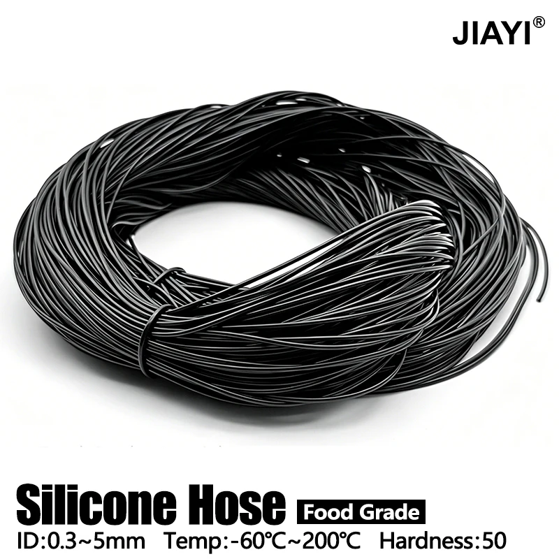 20M/30/40/50M Non-toxic Black Food Grade Silicone Capillary Tubing Flexible Anti-aging Hose ID  0.5/0.6/1/1.5/2/2.5/3/4/5mm