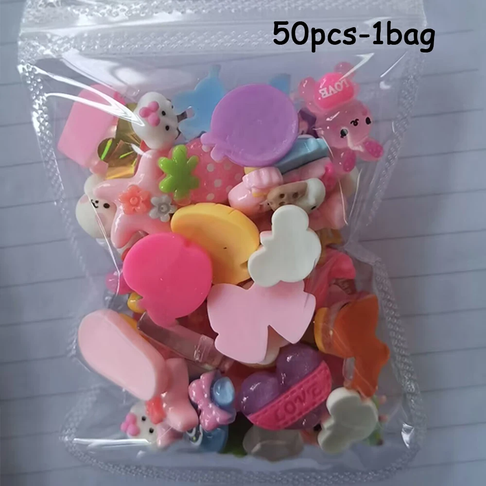 20/50Pcs Pink Kawaii Press-on Nails Charms 3D Resin Decoration Bulk Cartoon Jewelrys Accessory DIY Summer Manicure Ornament\