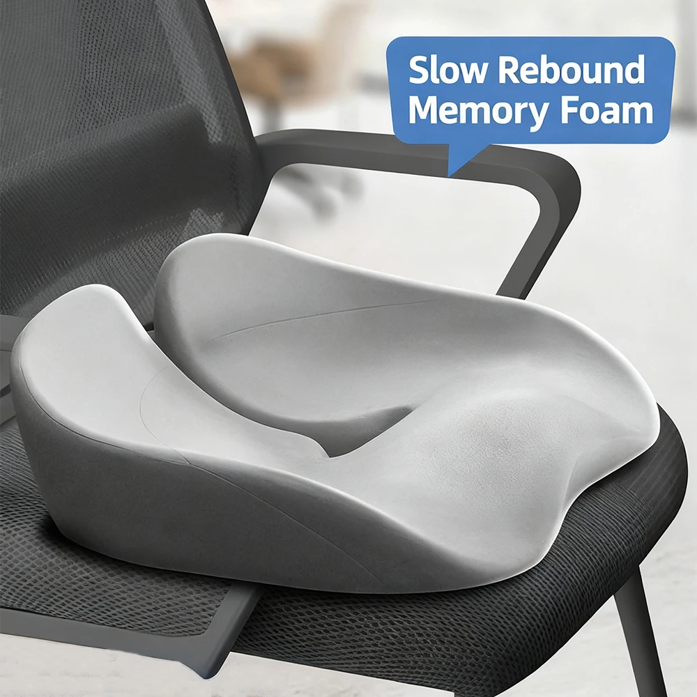Upgraded Cushion Filled with Slow-Recovery Memory Foam, Guards Against Hip Soreness from Long Sitting at Home & Office