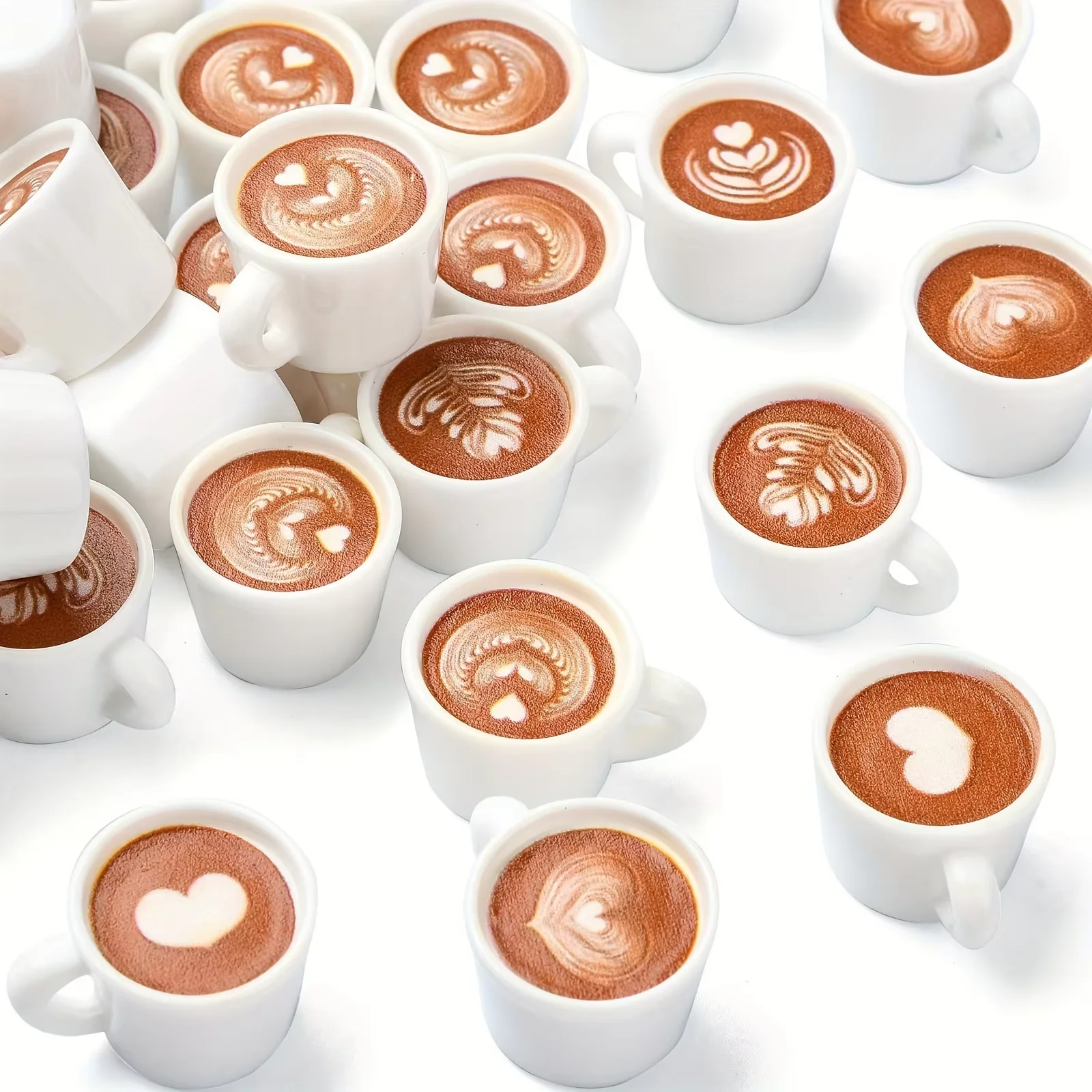 Pack of 10/20/30 miniature latte art coffee cup charms, suitable for DIY jewelry making and pendant decoration.