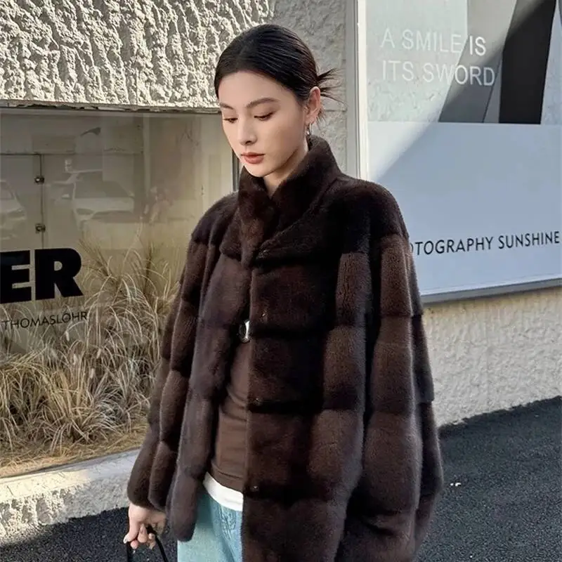 [EWQ] معطف فرو منك صناعي بأكمام طويلة بتصميم عتيق معطف فرو دافئ منفوش ومشعر وناعم للشتاء سترة جديدة تناسب الجميع ملابس خارجية فضفاضة 16O84