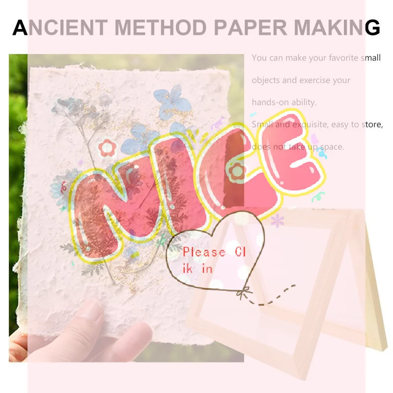 【BA】Paper Making Frame Screen DIY Wood Paper Making Papermaking Mould Crafts Handcraft Paper Recycling Tool Wooden Multi-size