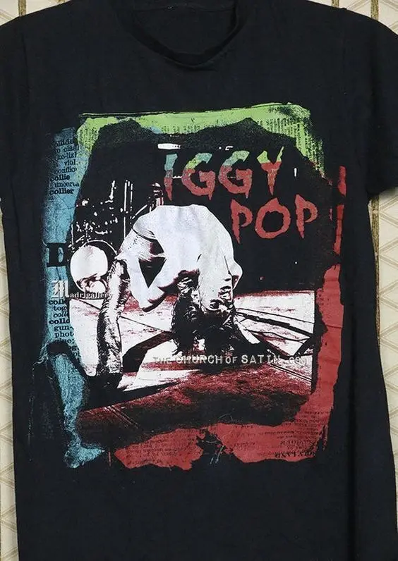 Iggy Pop Vintage Reprinted Black Unisex Cotton T-Shirt S-234XL NL3013