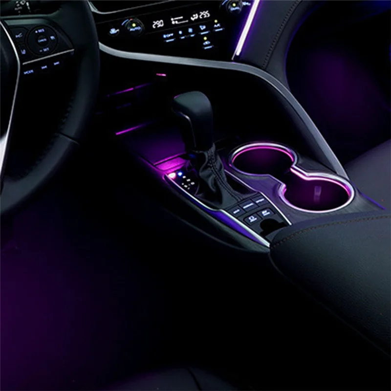 ABOK-لتويوتا كامري 2018-2023 64 ألوان LED حامل الكأس المركزي ضوء LHD الداخلية ديكور جو المحيطة مصباح #5