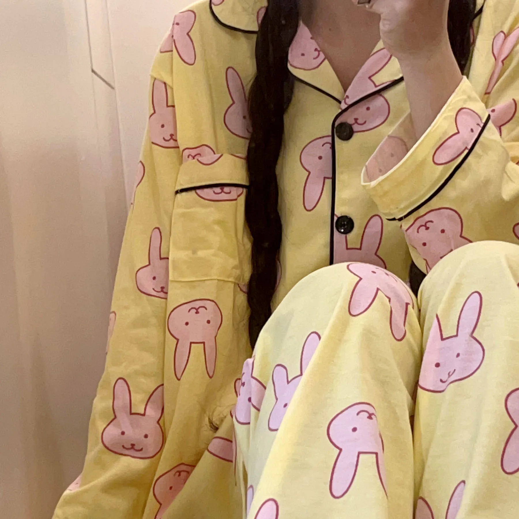 Silver Soul Rabbit Sleepwear Long Sleeve Pure Cotton Women's Autumn Spring Anime Cartoon Pajamas Outfit Soft Comfortable Home...