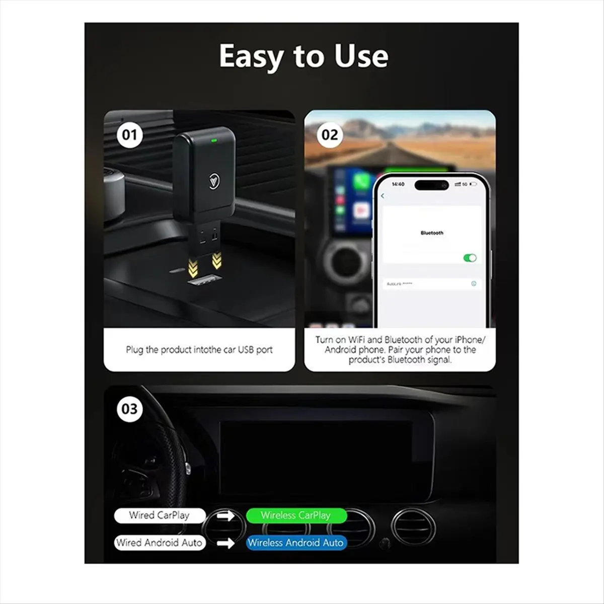 

Автомобильный смарт-бокс, портативный Android Auto Carplay модуль 2в1, беспроводная коробка Carplay