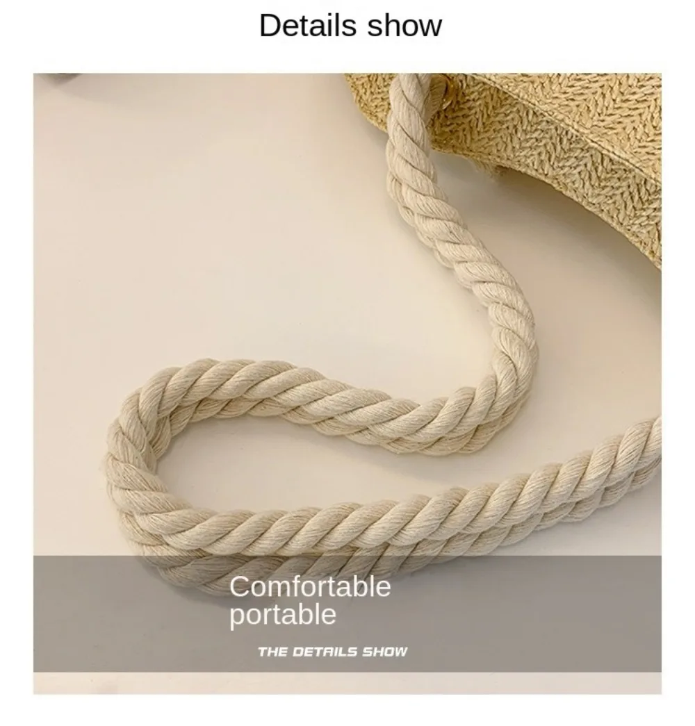 Neue Sommer-Strandtasche mit Großer Kapazität, Raffia Boho Schultertasche, Henkeltasche für Damen – Detail 3