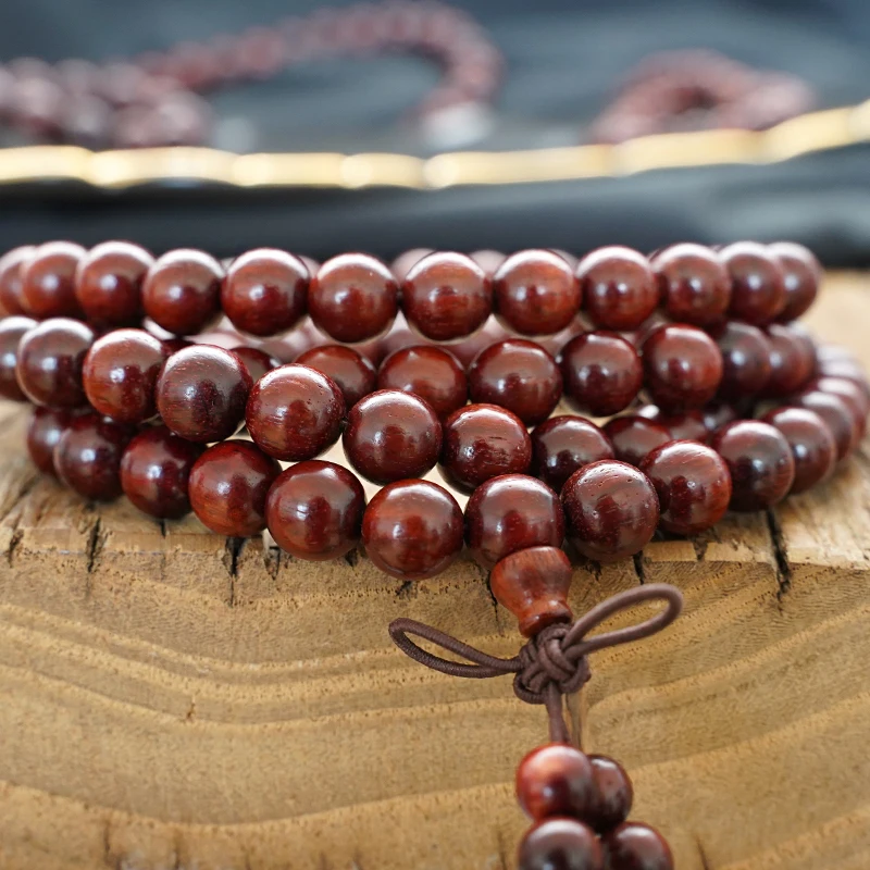 Natural Red Sandalwo Beads Smooth Brown Wood Grain Loose Wooden Beads for Jewelry Making  6  8 10mm DIY Bracelet Rosary 100pcs