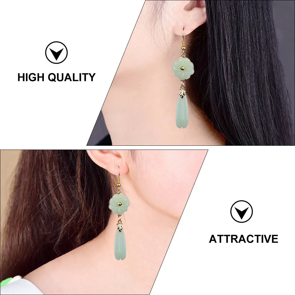 1Pair Glazed Ear Pendants Retro Vintage Long Alloy Earrings Woman's Fashion Danglers Trendy Ear Jewelry Stylish Delicate