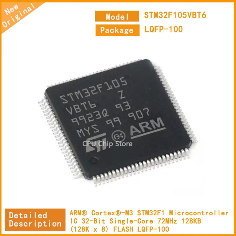 5Pcs/Lot  New Original  STM32F105VBT6 STM32F105  Microcontroller IC 32-Bit Single-Core 72MHz 128KB (128K x 8) FLASH LQFP-100