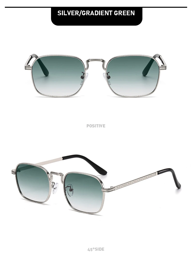 Neue trendige metallische personalisierte vielseitige Herren-Sonnenbrille mit rechteckigen Rahmen im Retro-Stil für Damen 2402 – Detail 18