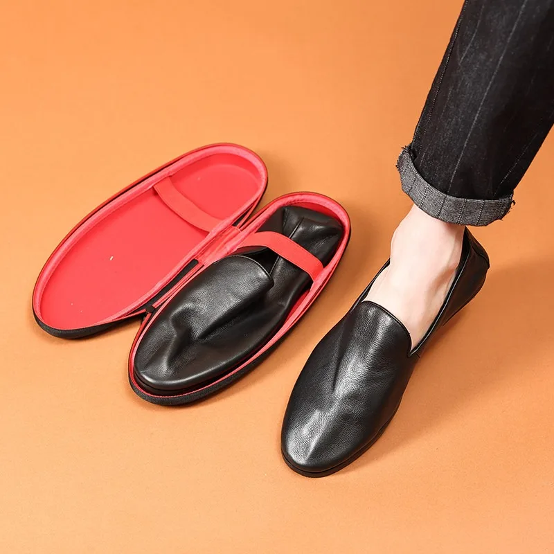 Summer Casual Shoes Men's Genuine Leather Loafers Slip on White Comfortable Flat Work Walking High Quality Shoes Male Oxfords