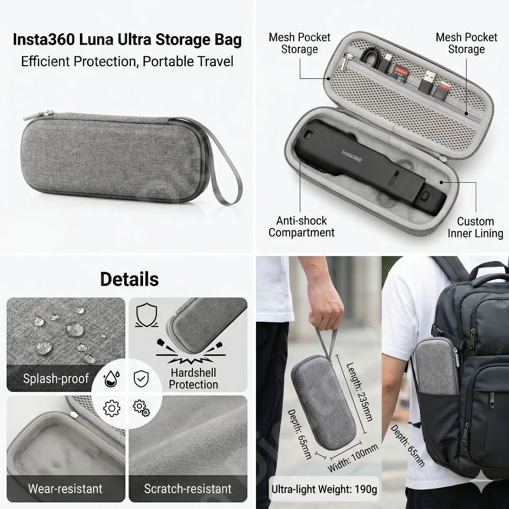 Mini Carrying Case for Insta360 Luna Ultra Camera Accessories Box Shockproof Camera Portable Protect Bag for Insta360 Luna Ultra