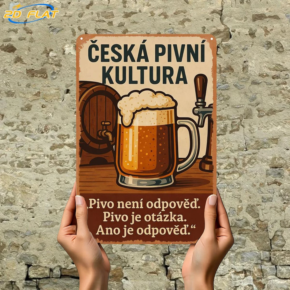 Vintage Czech Beer Culture Metal Sign - Retro 