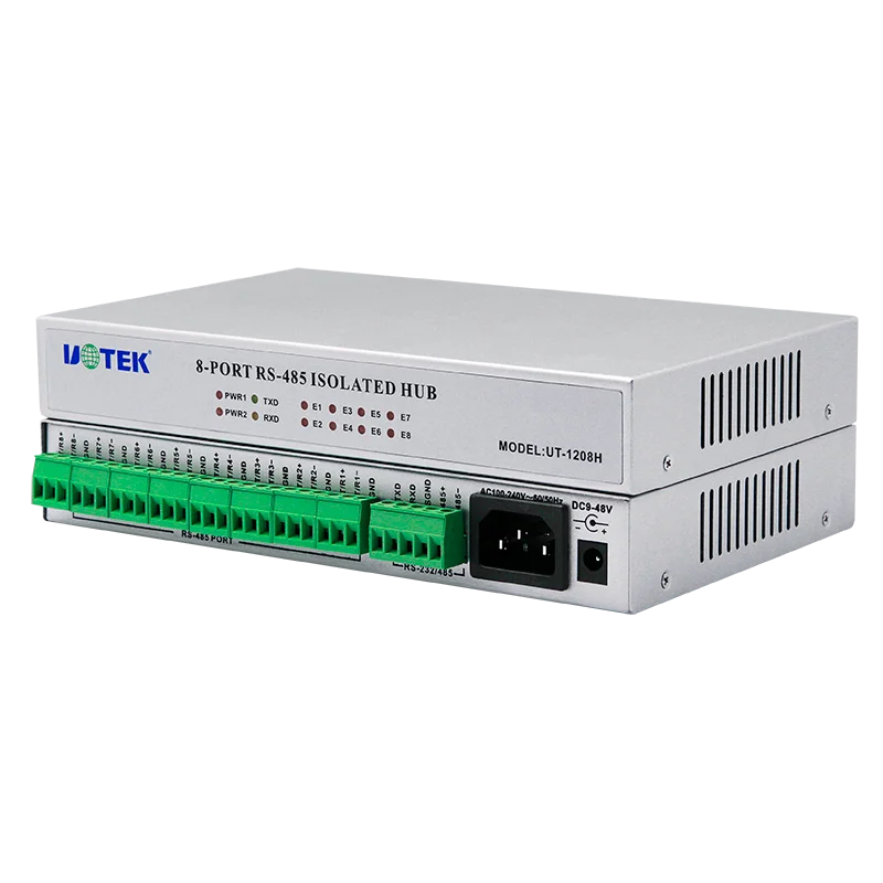 UOTEK Industrial RS-232 RS-485 to 8 Ports RS485 Hub with Optoelectronic Isolation UT-1208H