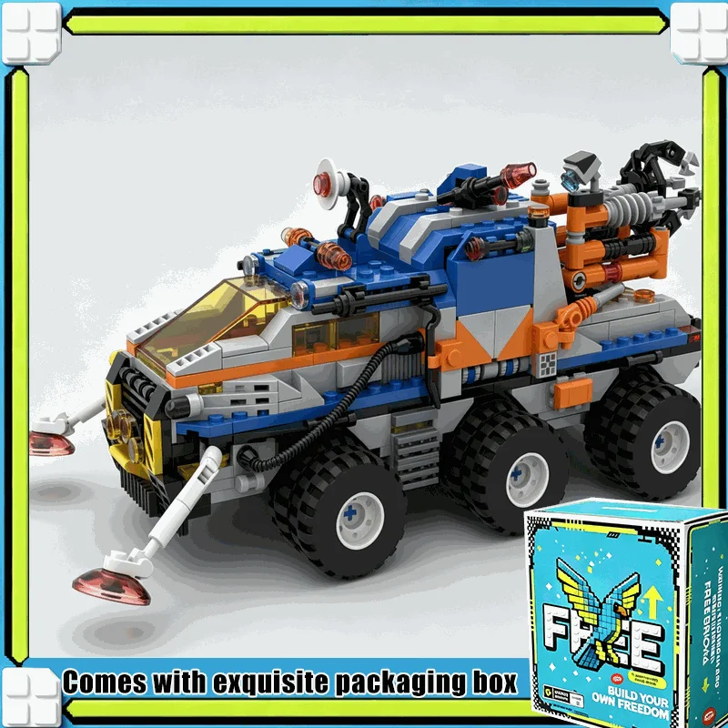 750PCS MOC Retro Space Mining Rover Vehicle Model Custom Building Blocks DIY Assembly Kit Creative Educational Display Toy Gift