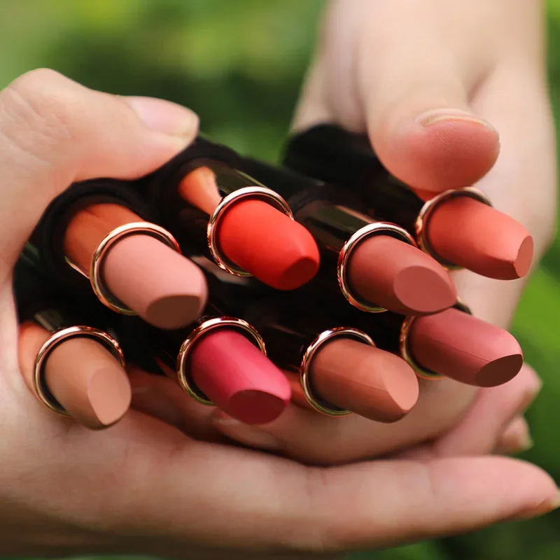 Custom 24colors Matte Waterproof Lipstick Non-stick Cup Long Lasting Non-fading Color Sexy Lips Beauty Makeup Cosmetics Bulk