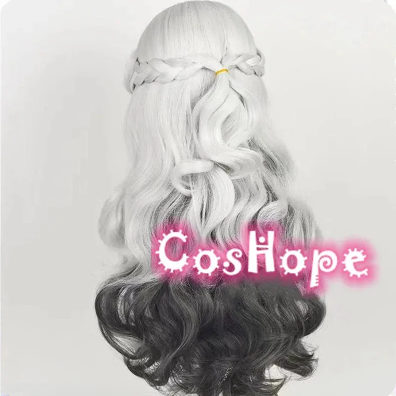 Peruka Ada Mesmer Kręcone Falowane Czarno-Szara Peruka Anime Cosplay Odporna na Ciepło Syntetyczna Peruka;3,c'5.b;8'