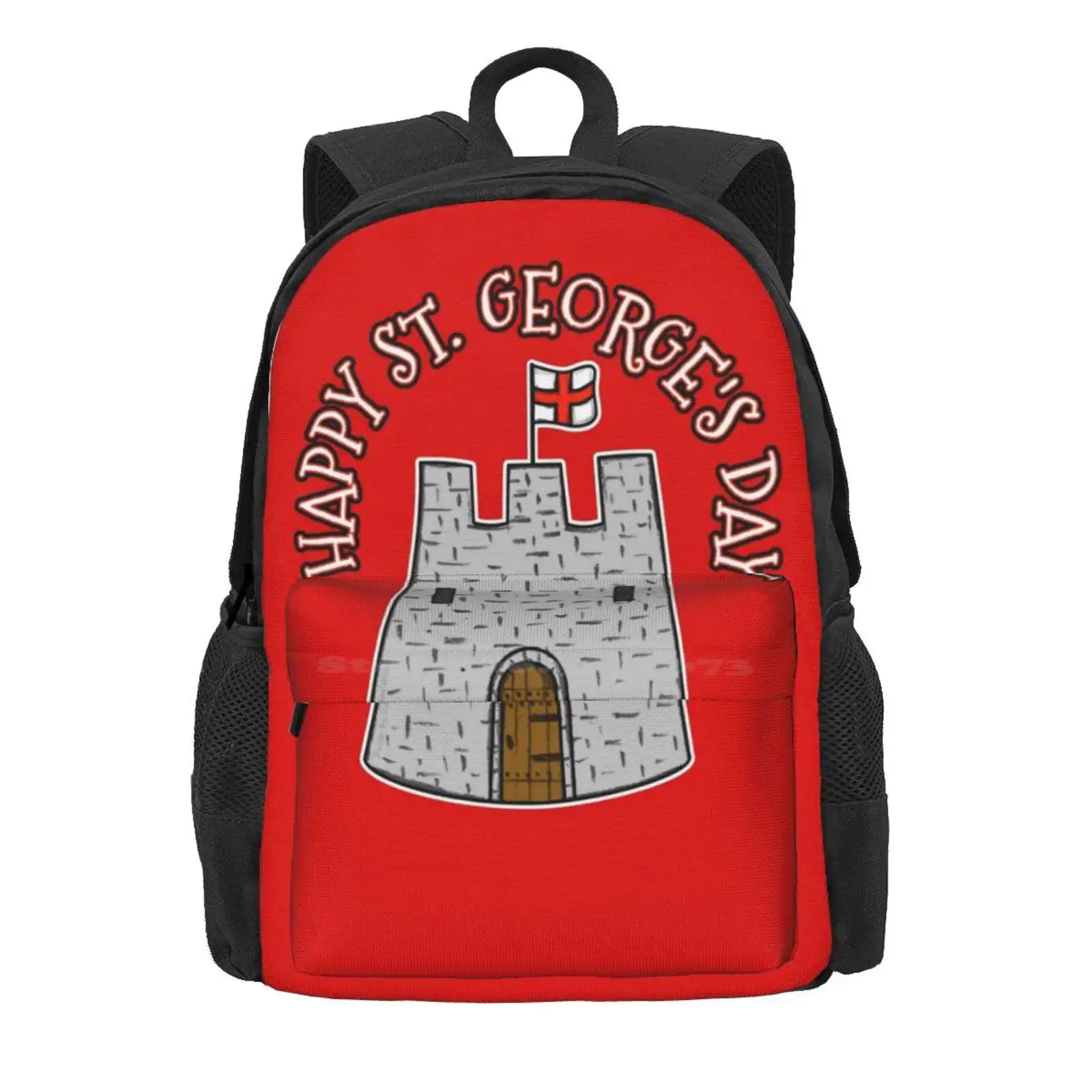 Happy St Georges Day Castle England Flag Hot Sale Schoolbag Backpack Fashion Bags Happy St Georges Day Castle England Flag St