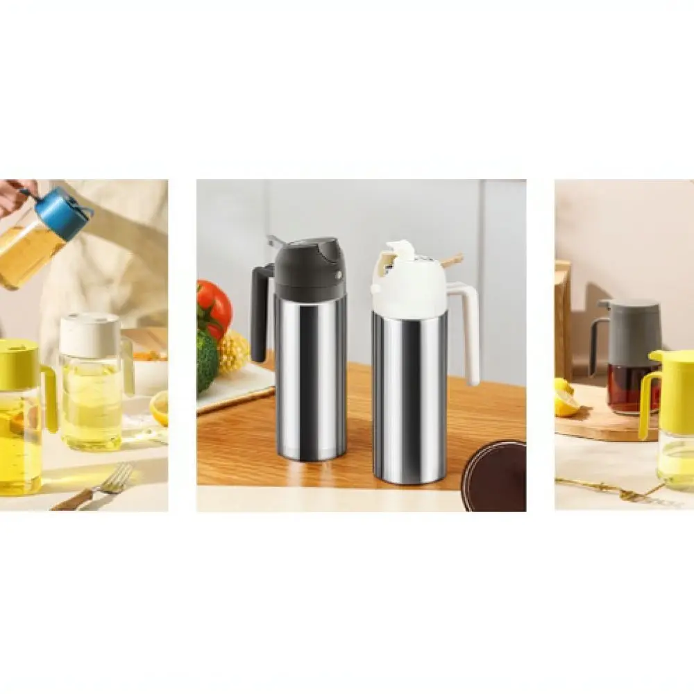 304 Stainless Steel Oil Dispenser For AKL Kitchen Cruet Bottle Leakproof Vinegar Sauce Container Dustproof Modern Storage