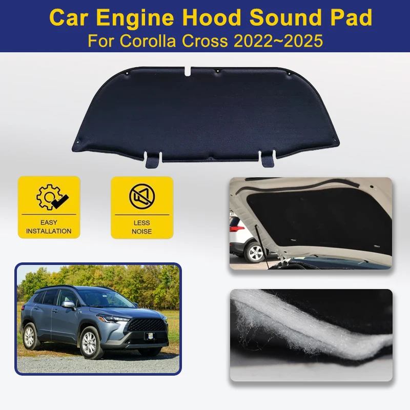 Car Front Engine Hood Pads Fit For Toyota Corolla Cross XG10 2022~2025 Cotton Covers Heat Shades Insulation Mat Auto Accessories