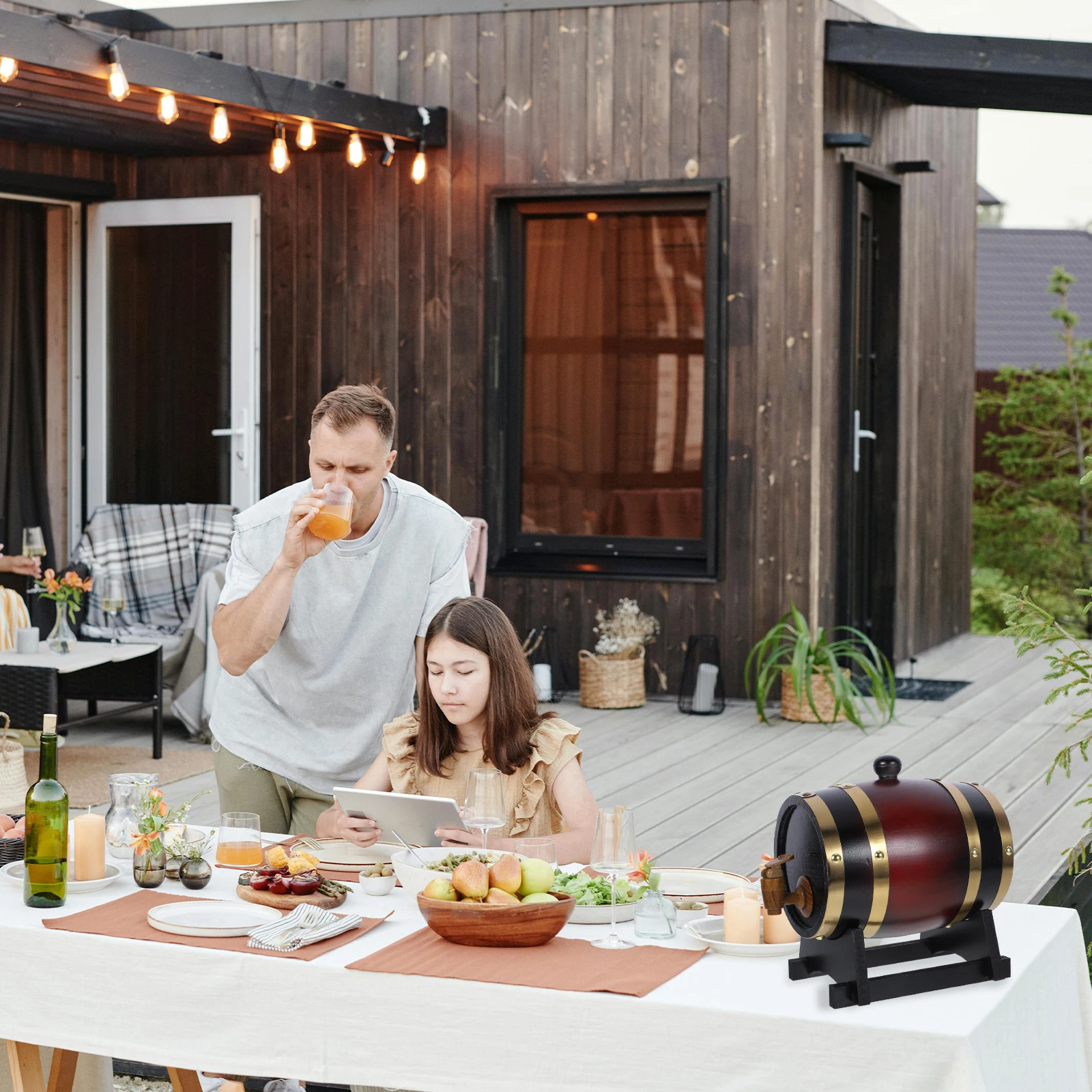 

1 set 1.5L Wooden Wine Barrel Dispenser Solid Wood Beer Barrel For Party Outdoor Home Bar Rustic Drink Container Wooden Barrels