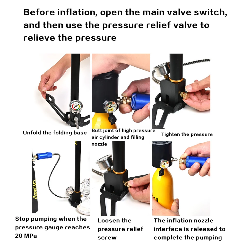 DIDEEP Hochspannungs-Druck-Handpumpe der vierten Stufe, Tauchen, Sauerstoffflasche, Inflator, betriebene Luftpumpe, Kompressorzylinder