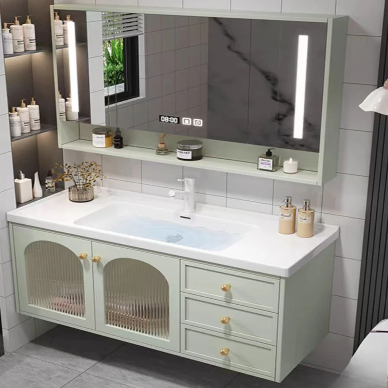 

French style bathroom cabinet moisture-proof practical multi-functional Bathroom sink intelligence set de baño home furniture ﻿