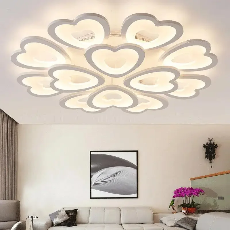 Modern LED Chandelier for Living Room Heart Shaped Ceiling Chandelier Bedroom Kitchen Nordic Indoor Home Lighting Luxury Decor