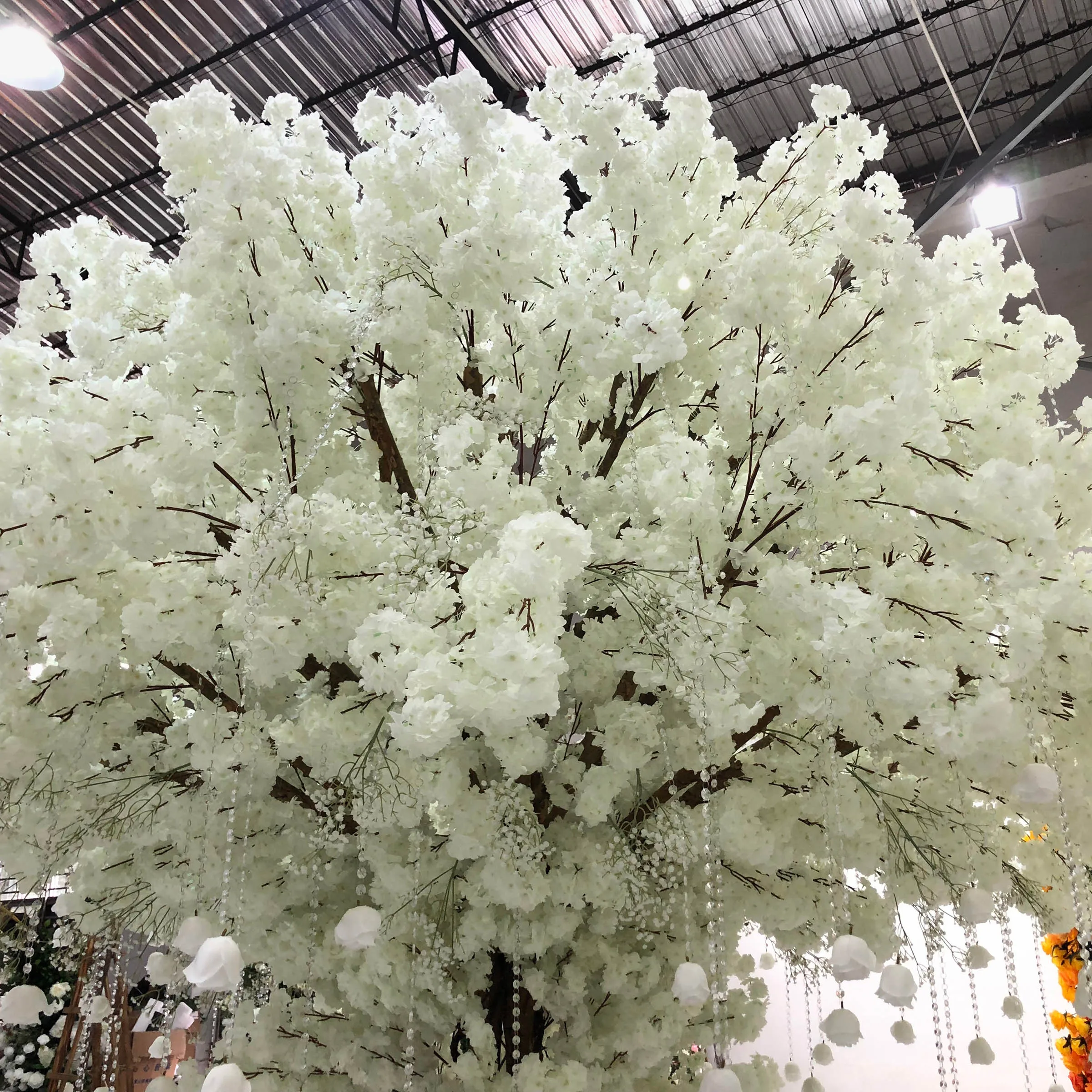 Customized Large 3.6m White Sakura Crystal Chain Tree Wedding Decoration Art Artificial Cherry Blossom Tree for Home Decor