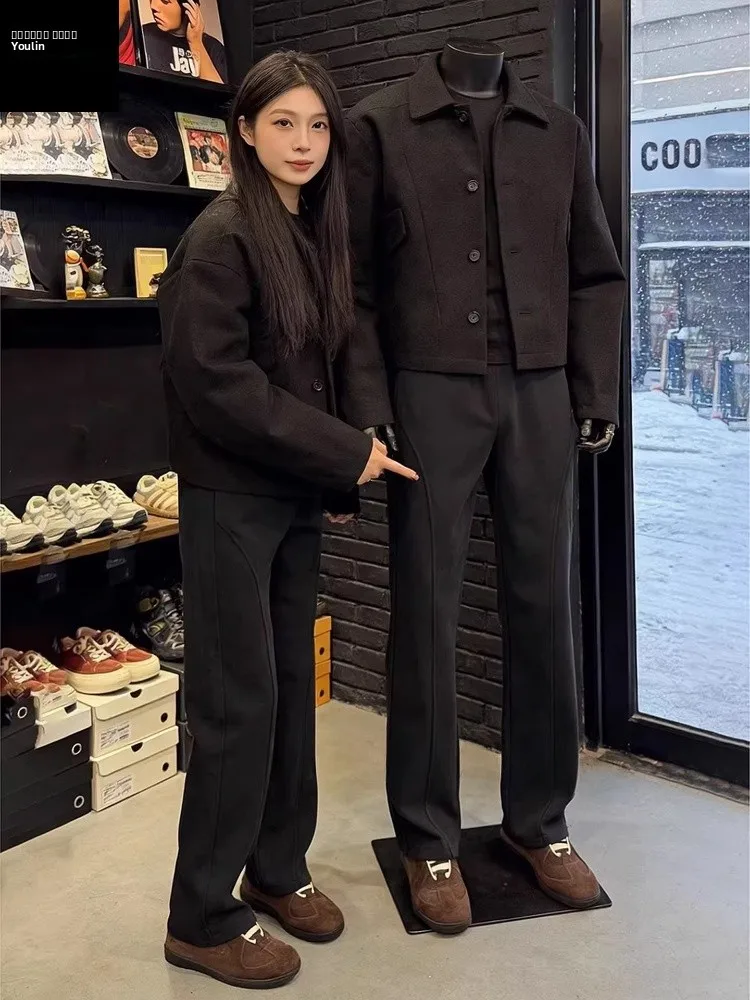 

Мужские зимние спортивные брюки Bla Thiened Fce с прямым кроем, на флисовой подкладке, в американском стиле, для стройности и удлинения ног