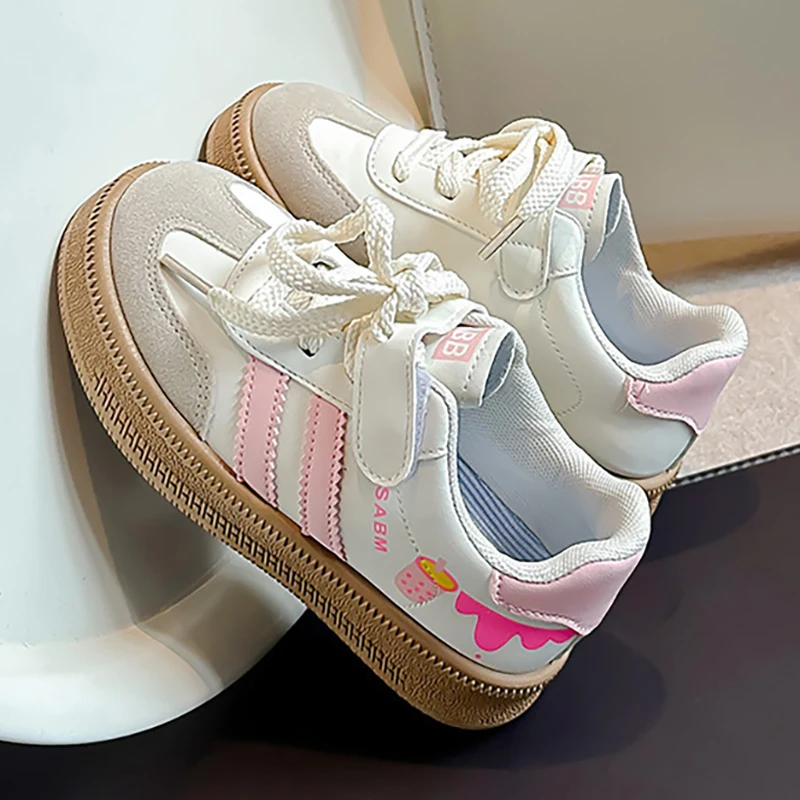 

Кроссовки из искусственной кожи, детские нескользящие уличные туфли для скейтбординга для девочек-подростков, дышащая детская спортивная повседневная обувь на мягкой подошве