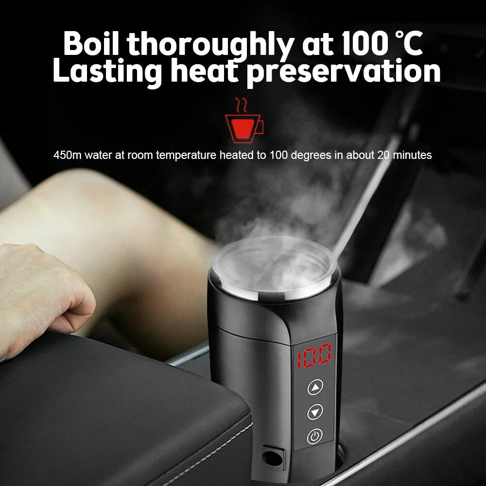 450ML Car Heated Smart Cup 304 stainless steel Automobile water heater cup 12V