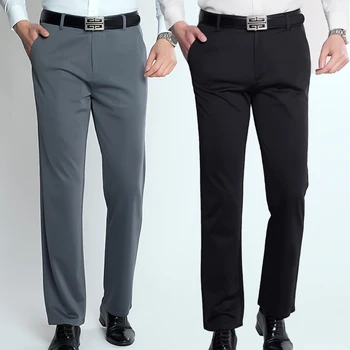 29-42 Men's Summer Thin Fashion Business Casual Suit Pants Long Pants Men's Elastic Straight Sleeve Formal Pants Plus Size 28-40 2